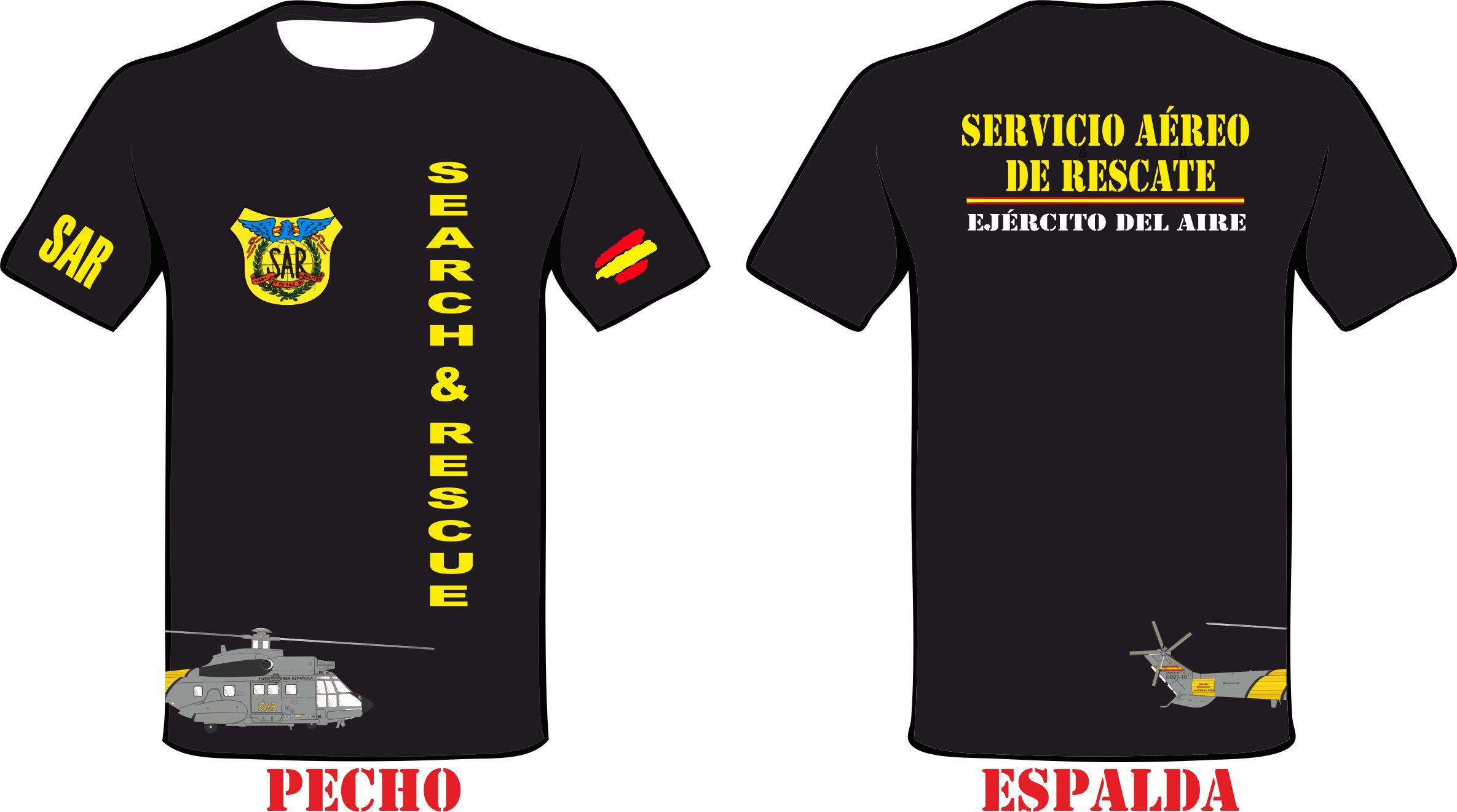 Camiseta SAR \"Servicio Aéreo de Rescate\" helicópteros Ejército d